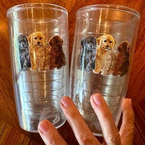 Pair Tervis Tumblers 16 oz. Each w/3 Puppies! Pre-owned, some scuffs scratches.